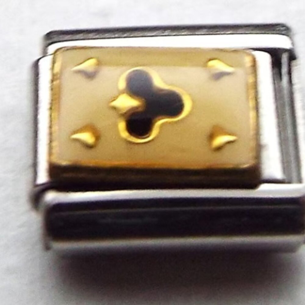Enamel 4 of clubs playing card 9mm stainless steel italian charm bracelet link
